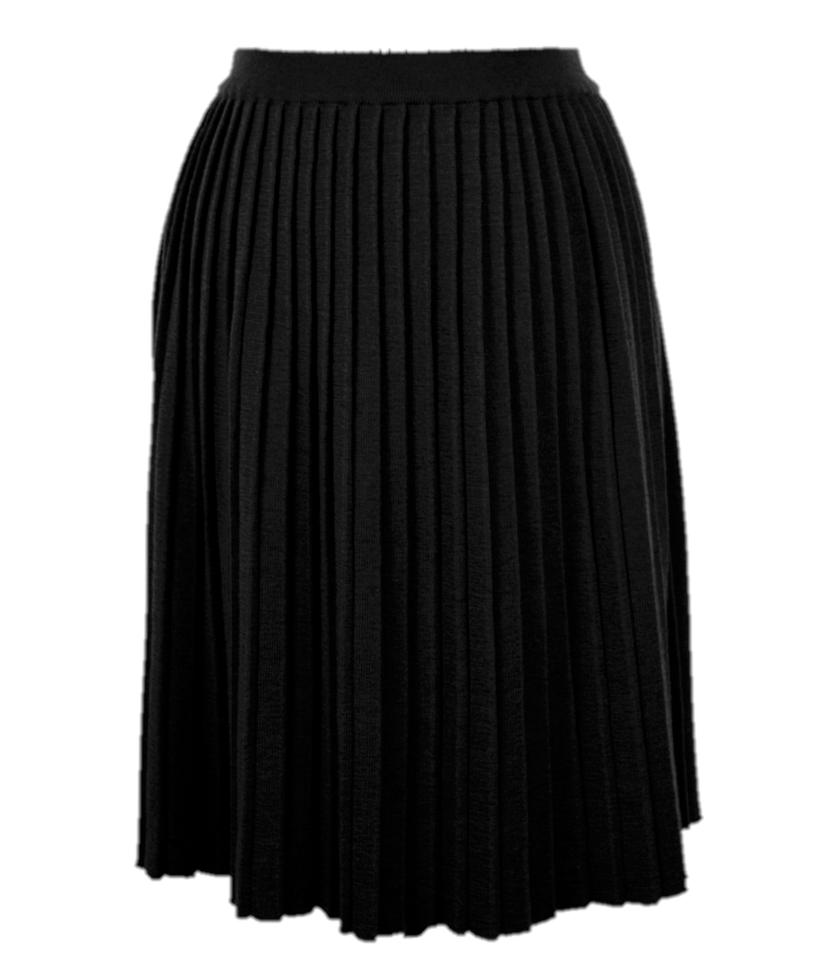 Fustă plisată neagră din lana 65 cm